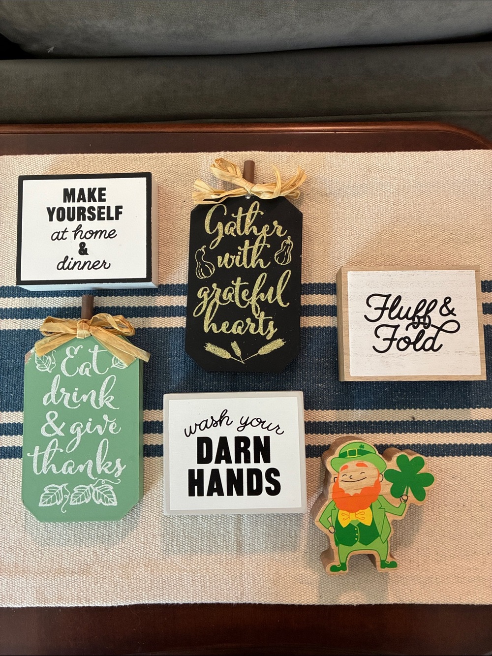 Target Farmhouse Wall Sign Set - Green, Black, White, Cream bundle of 6